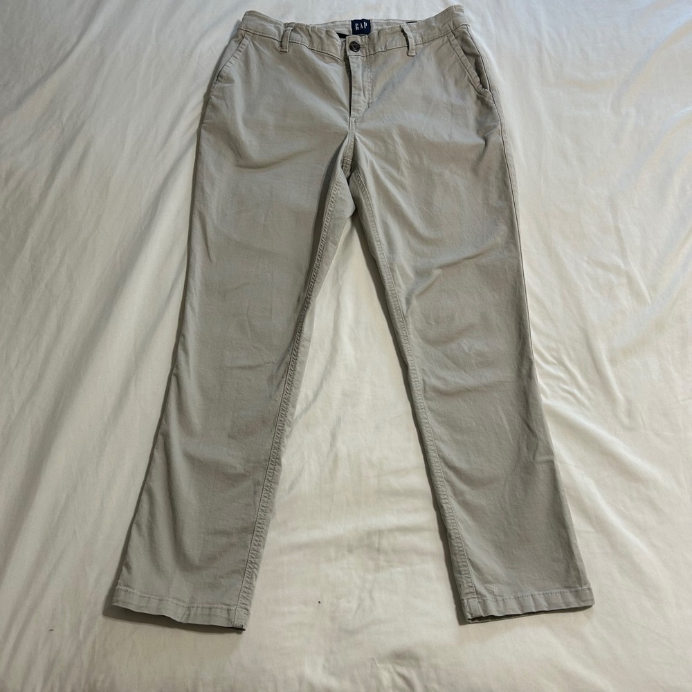Gap Relaxed Girlfriend Khaki Chino Pants Tan Beige Cotton Stretch Size 6